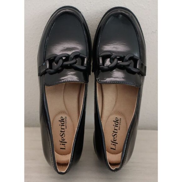 LifeStride I9420S1002 Women's Sz 7.5M Black Patent Leather London 2 Loafers - Picture 2 of 12